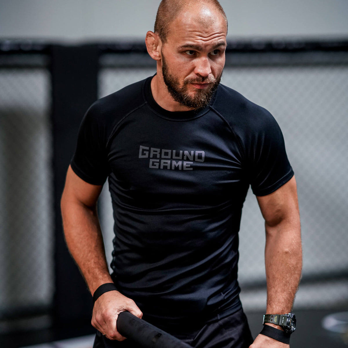 Rashguard Athletic Shadow Black short sleeve