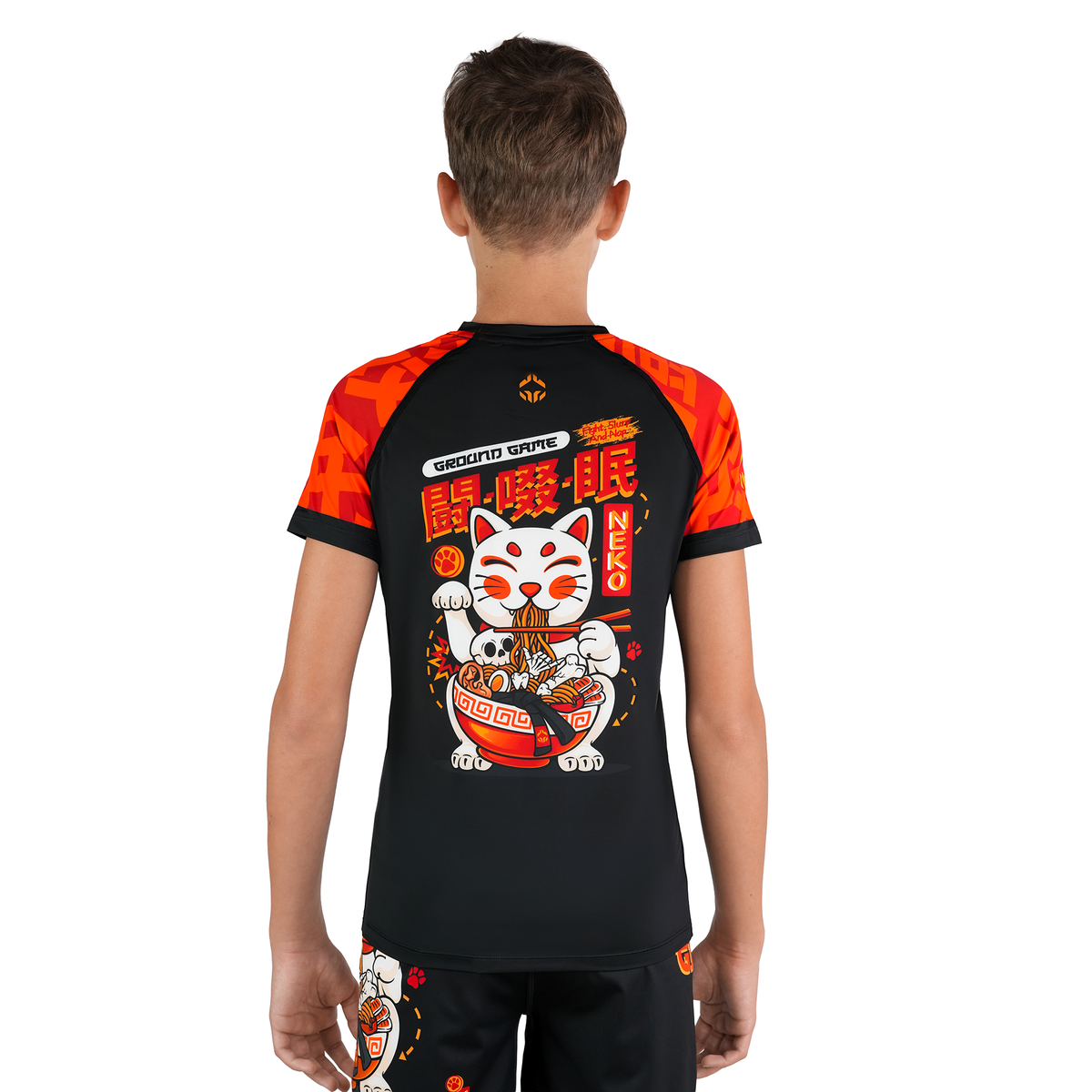 Kids' Rashguard Ramen Cat short sleeve