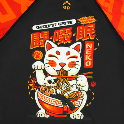 Rashguard dziecięcy Ramen Cat krótki rękaw