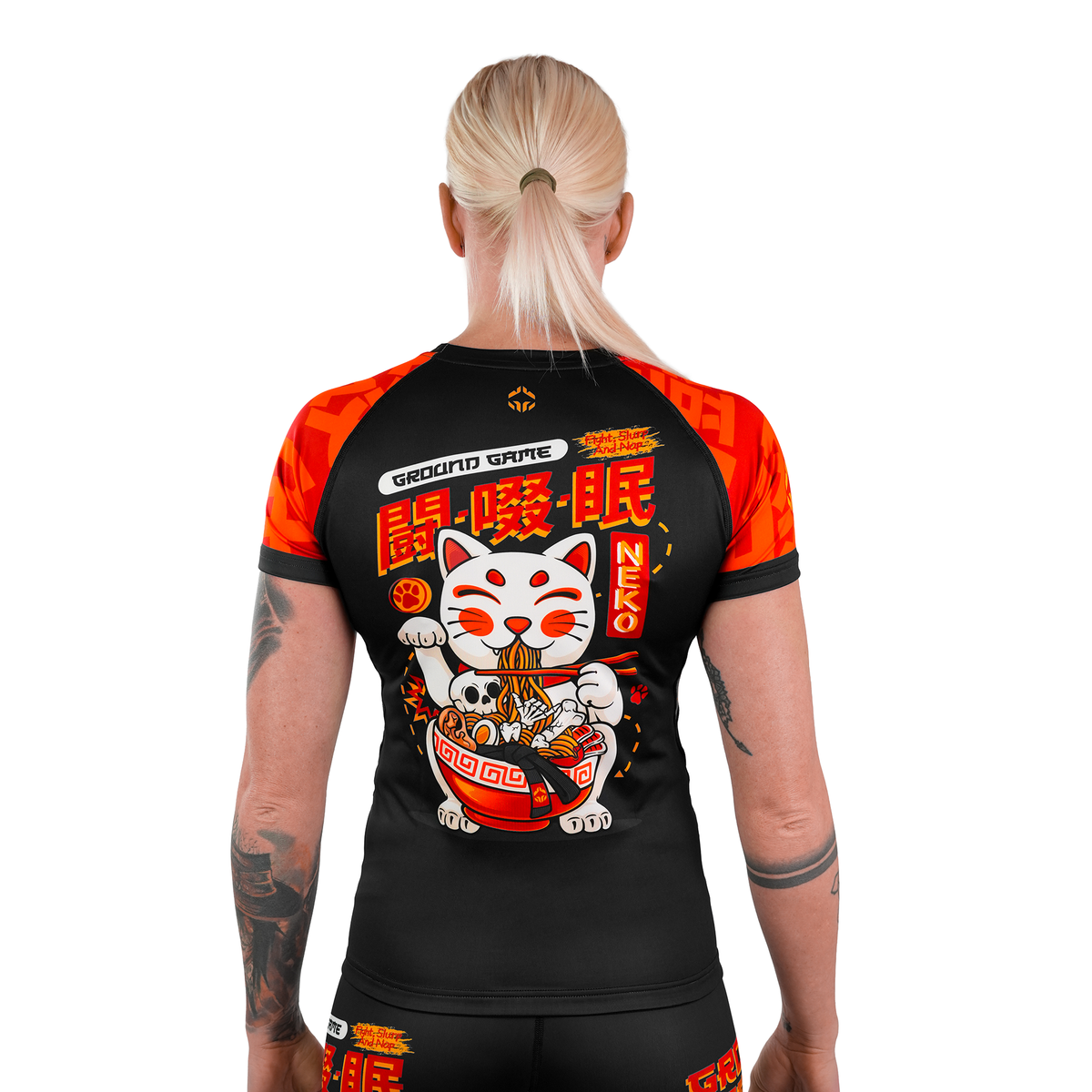 Rashguard damski Ramen Cat krótki rękaw