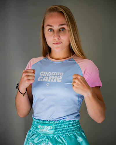 Rashguard damski Athletic Light Blue krótki rękaw