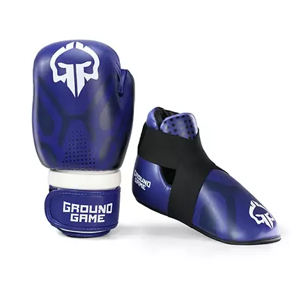 Kickbox sada - rukavice a chrániče nohou Cyborg Ground Game modrá